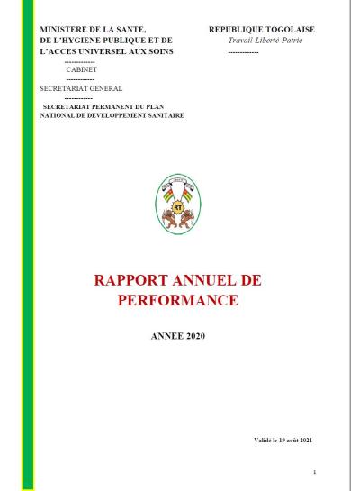 Rapport annuel de performance, année 2020
